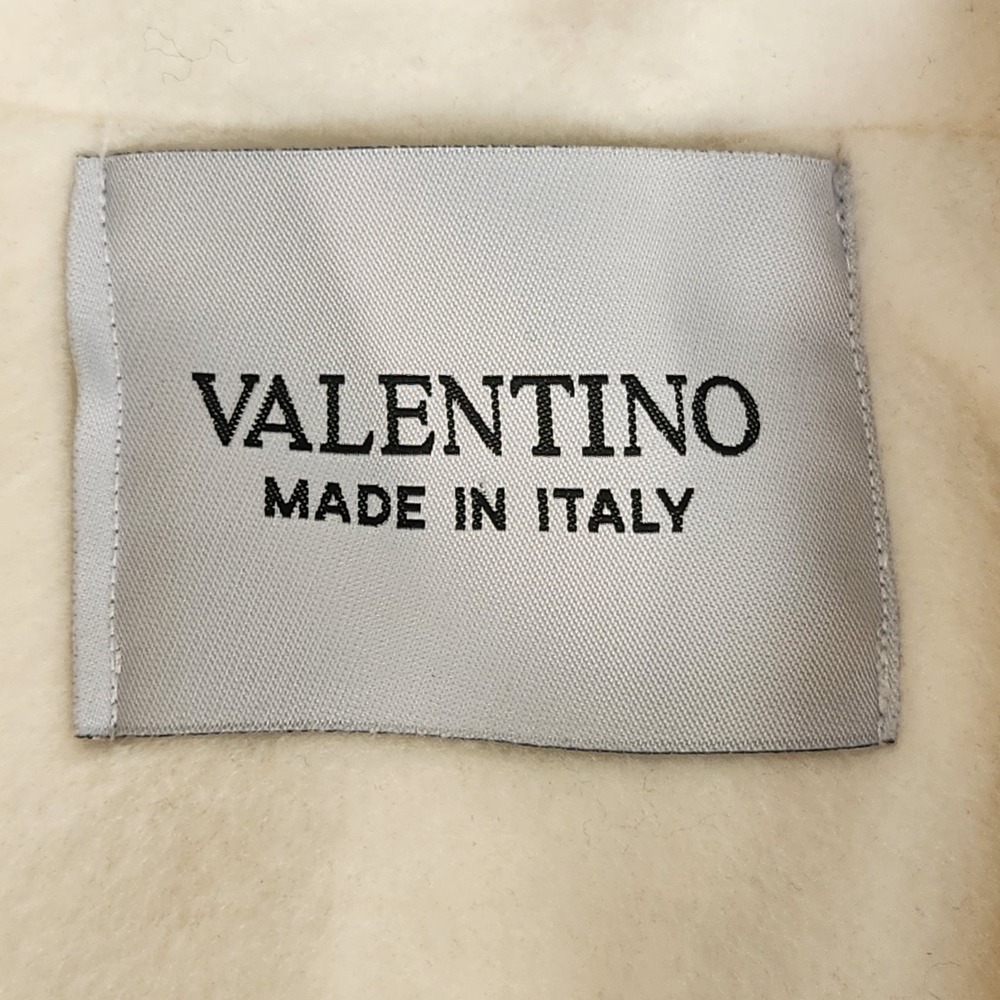 VALENTINO $6,900 Ivory Virgin Wool Silk Belted Long Coat Gold V Pockets size 38 - Picture 3 of 16